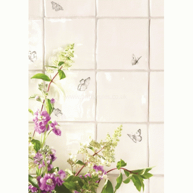 W.2704GREY Winchester Lavender Sprite and Emerald Siren Grey on Papyrus Decorated Tile 130 x 130 mm 