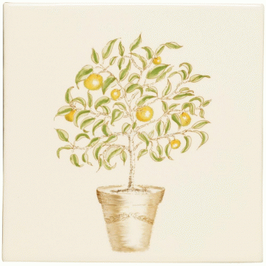 W.HP1536 Winchester Potted Orange Tree Plaque Decorated Tile 254 x 254 mm 