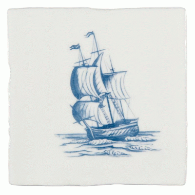 W.2582 Winchester Brigg Blue on Papyrus Decorated Tile 130 x 130 mm 