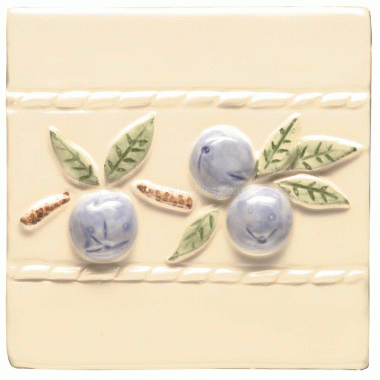 W.HPLB1050 Winchester Blue Crabapple Border Decorated Tile 105 x 105 mm 