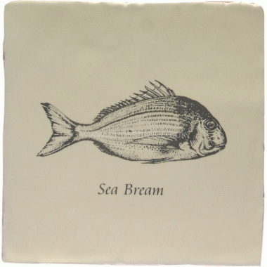 W.2513 Winchester Sea Bream on Papyrus Decorated Tile 130 x 130 mm 