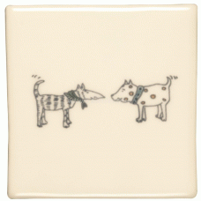 W.1853HP Winchester Dog Meeting Decorated Tile 105 x 105 mm W.1853HP Winchester Dog Meeting Decorated Tile 105 x 105 mm
