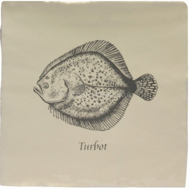 W.2514VPL Winchester Turbot on Palomino Decorated Tile 130 x 130 mm 